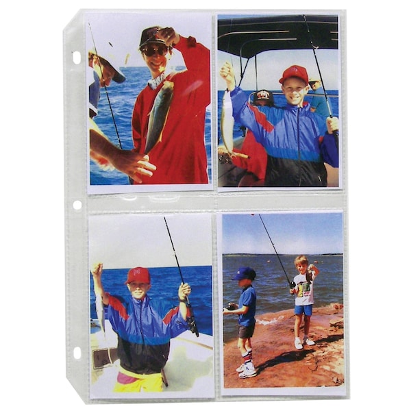 C-Line Products 8-1/8" x 11-1/4" Clear 35mm Ring Binder 3-1/2 x 5 Photo Storage Pages, 50/BX 52584 - main
